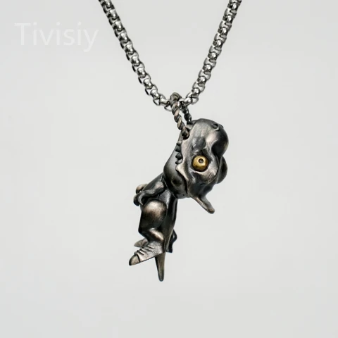 Artistic T-Rex Dino Retro Pendant with Moveable Limbs and Biteable Mouth